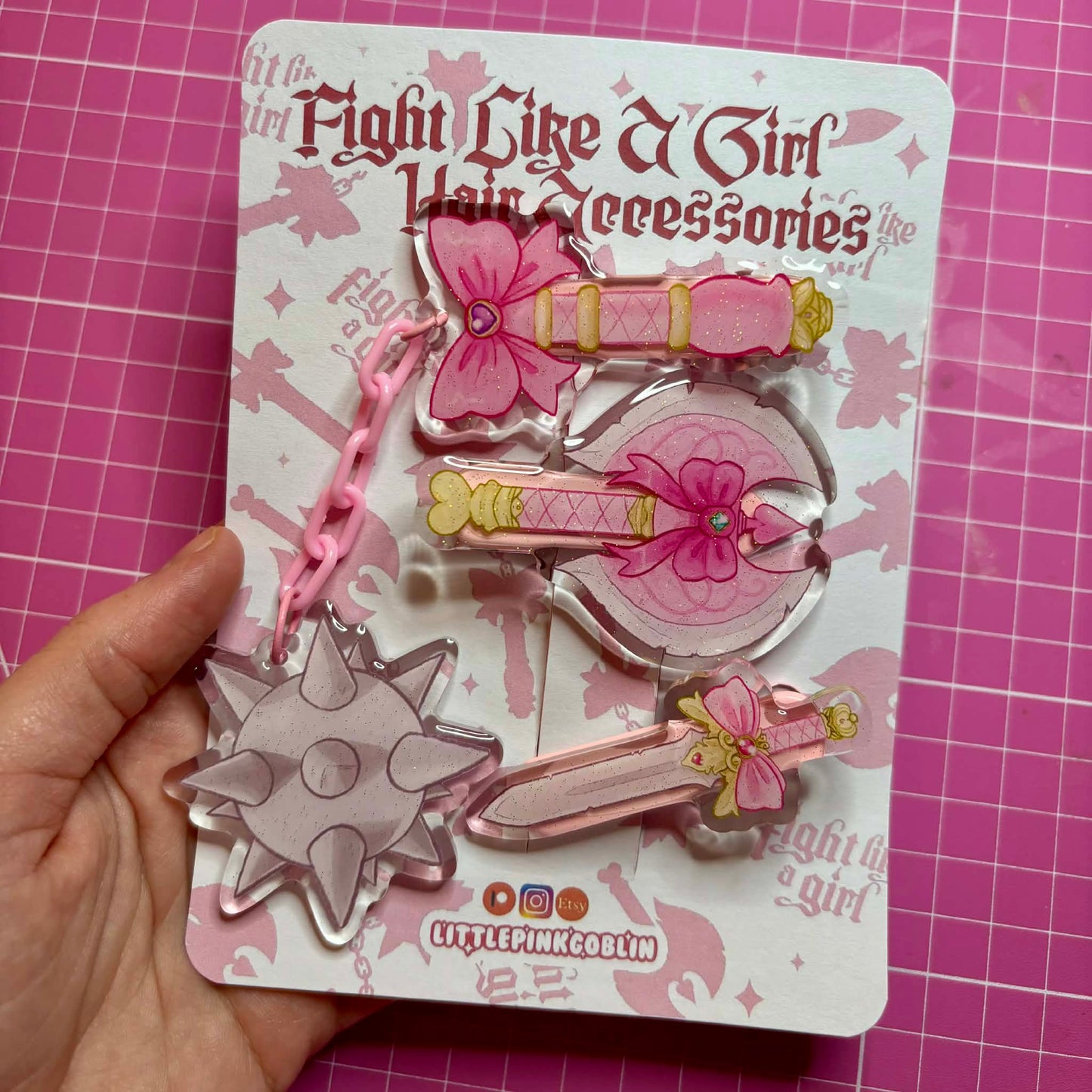 Fight Like A Girl Kawaii Medieval Weapons Hair Clips