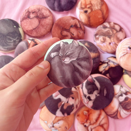 Paws & Dreams Plush Pin | Grey Tabby Cat