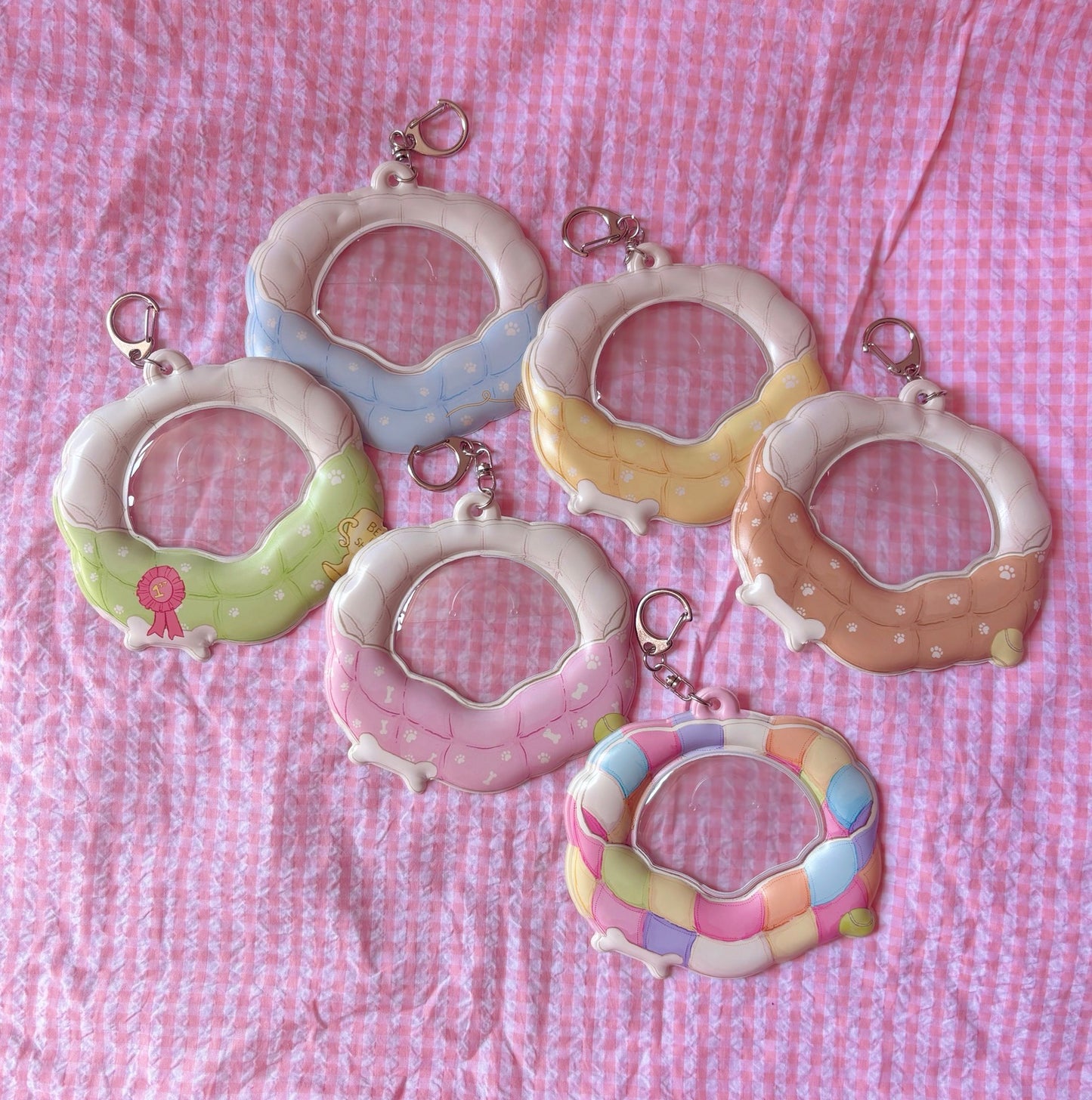 Puppy Bed PVC Bag Badge Holder Keychain