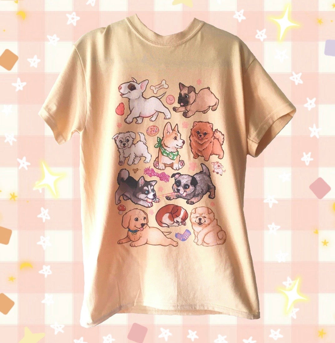 Cute Puppies Yellow Unisex T-Shirt