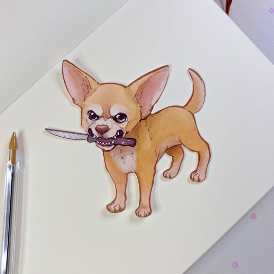 Borderless Feisty Chihuahua Vinyl Sticker
