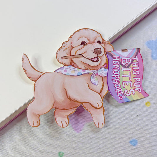 Borderless ‘This Pup Bites Homophobes’ Vinyl Sticker