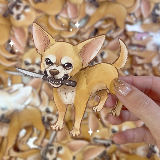 Borderless Feisty Chihuahua Vinyl Sticker