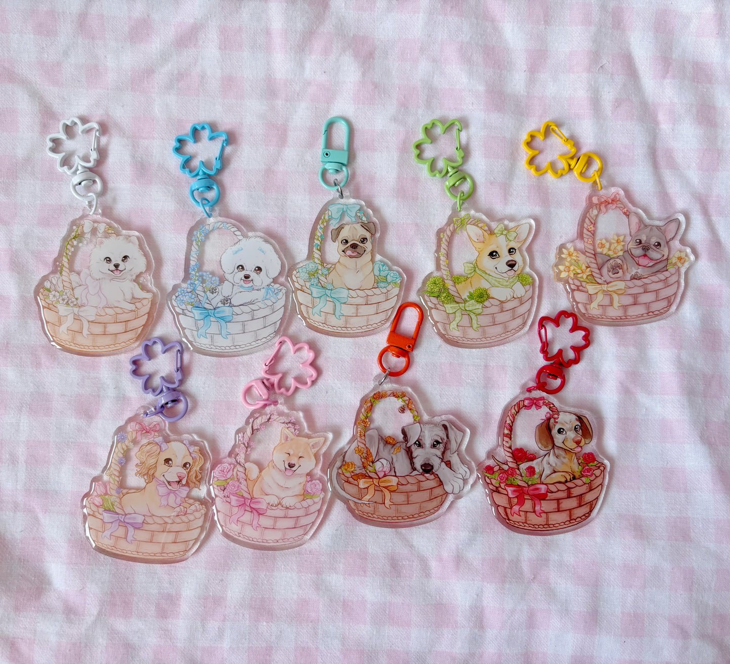 Basket Babies Cute Puppies | Acrylic Charms