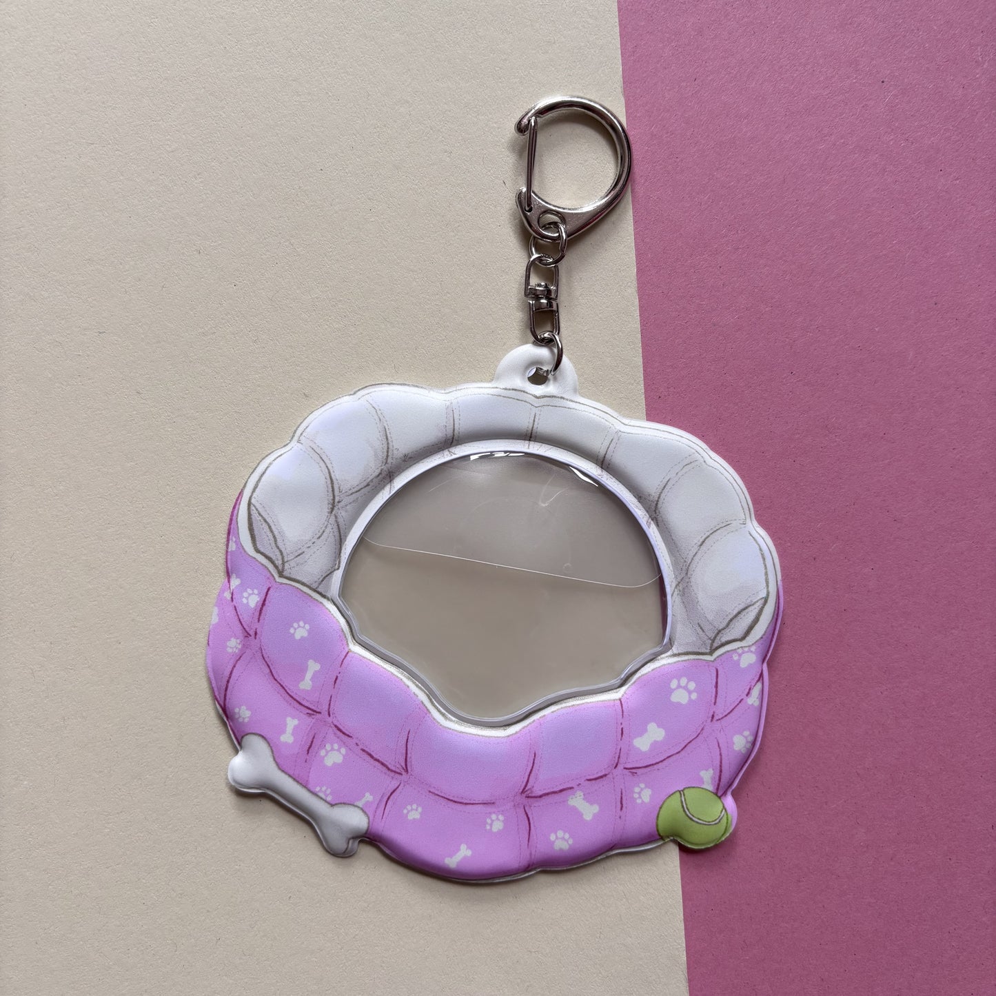 Puppy Bed PVC Bag Badge Holder Keychain