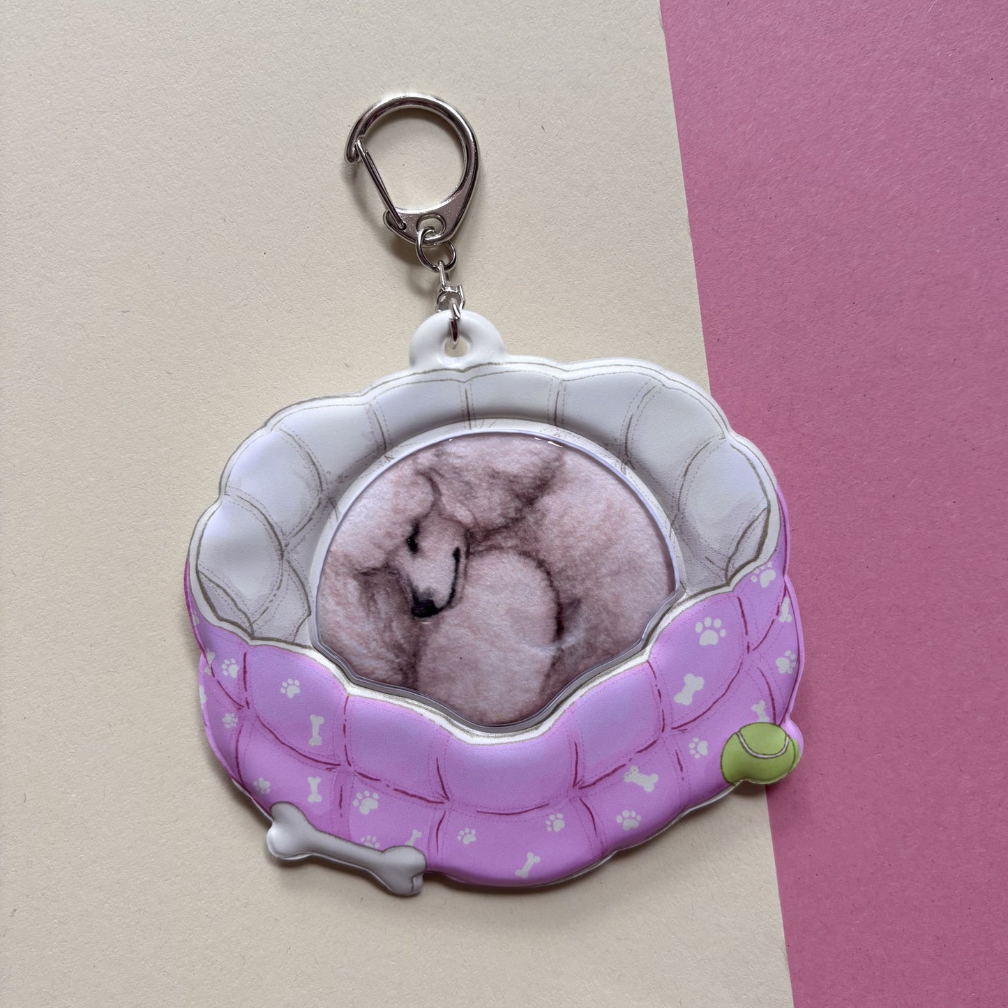 Puppy Bed PVC Bag Badge Holder Keychain