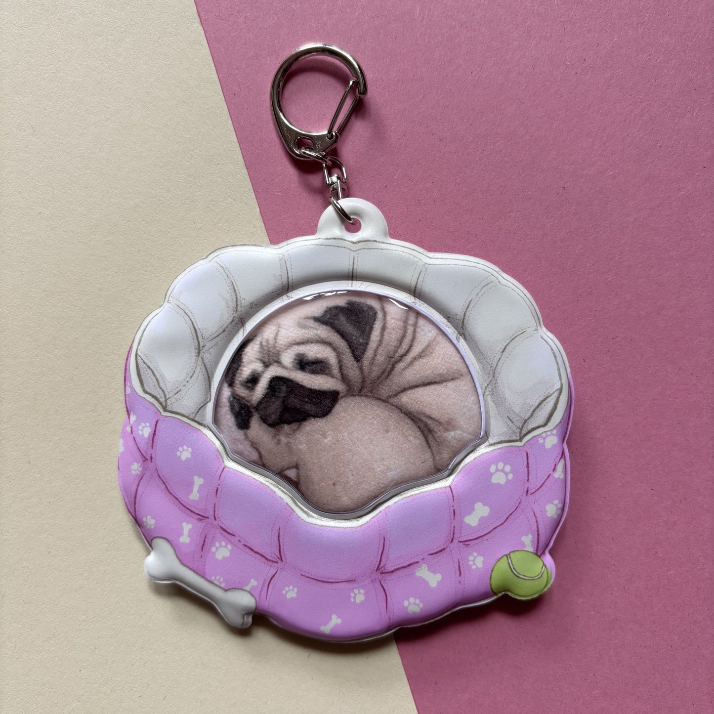 Puppy Bed PVC Bag Badge Holder Keychain