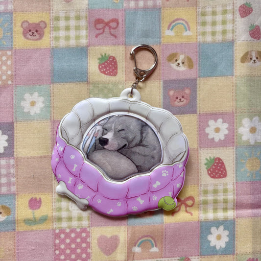 Puppy Bed PVC Bag Badge Holder Keychain
