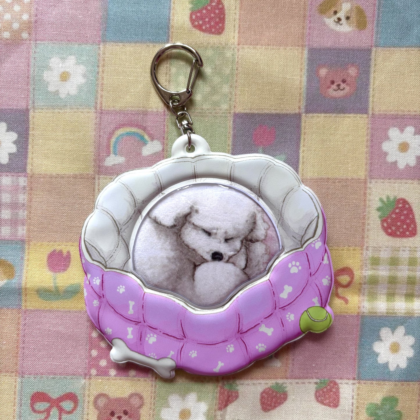 Puppy Bed PVC Bag Badge Holder Keychain