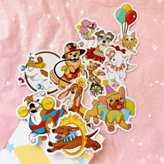 Dog Circus 11pc Vinyl Sticker Set