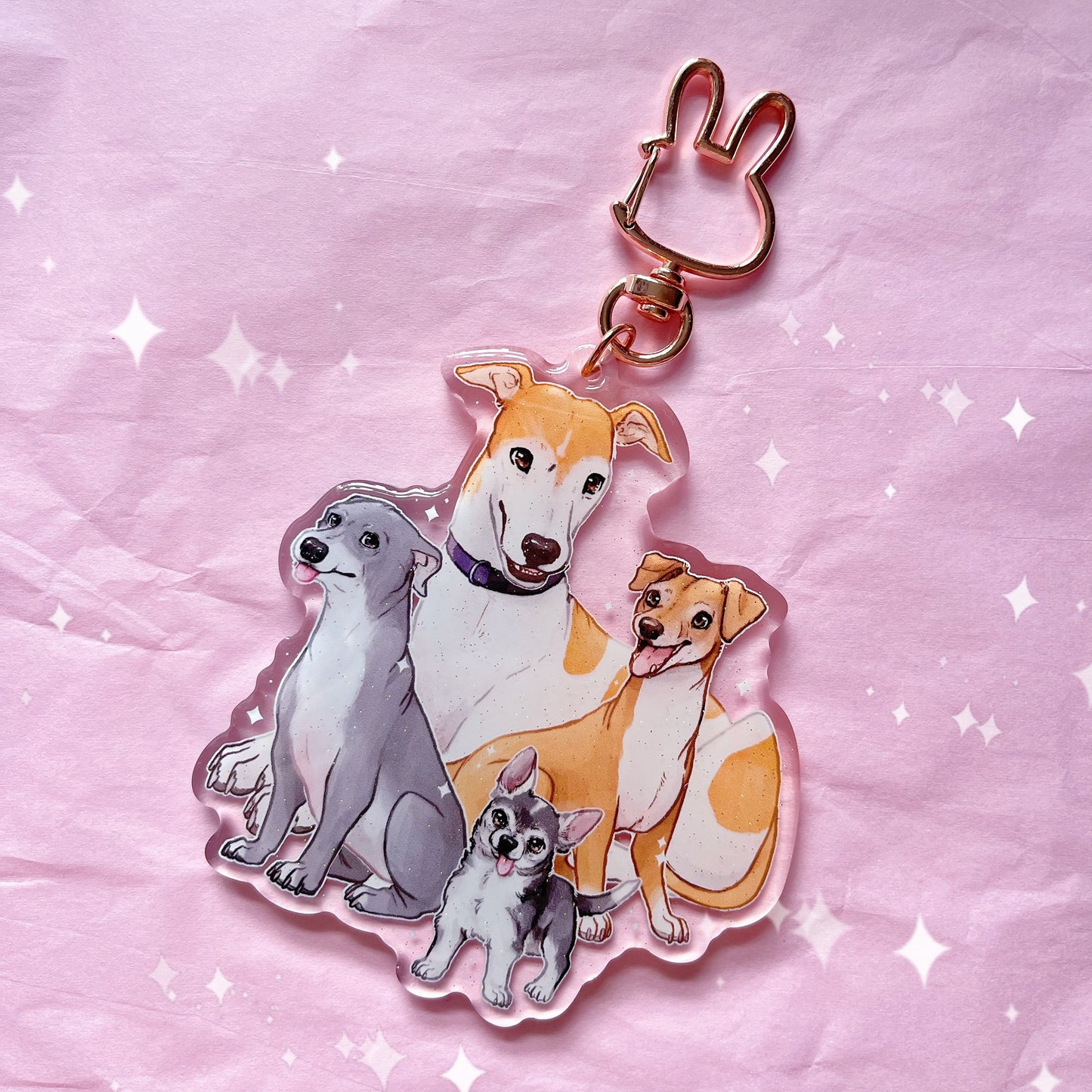 Jenna’s Dogs Italian Greyhound Marbles Dogs Acrylic Keychain