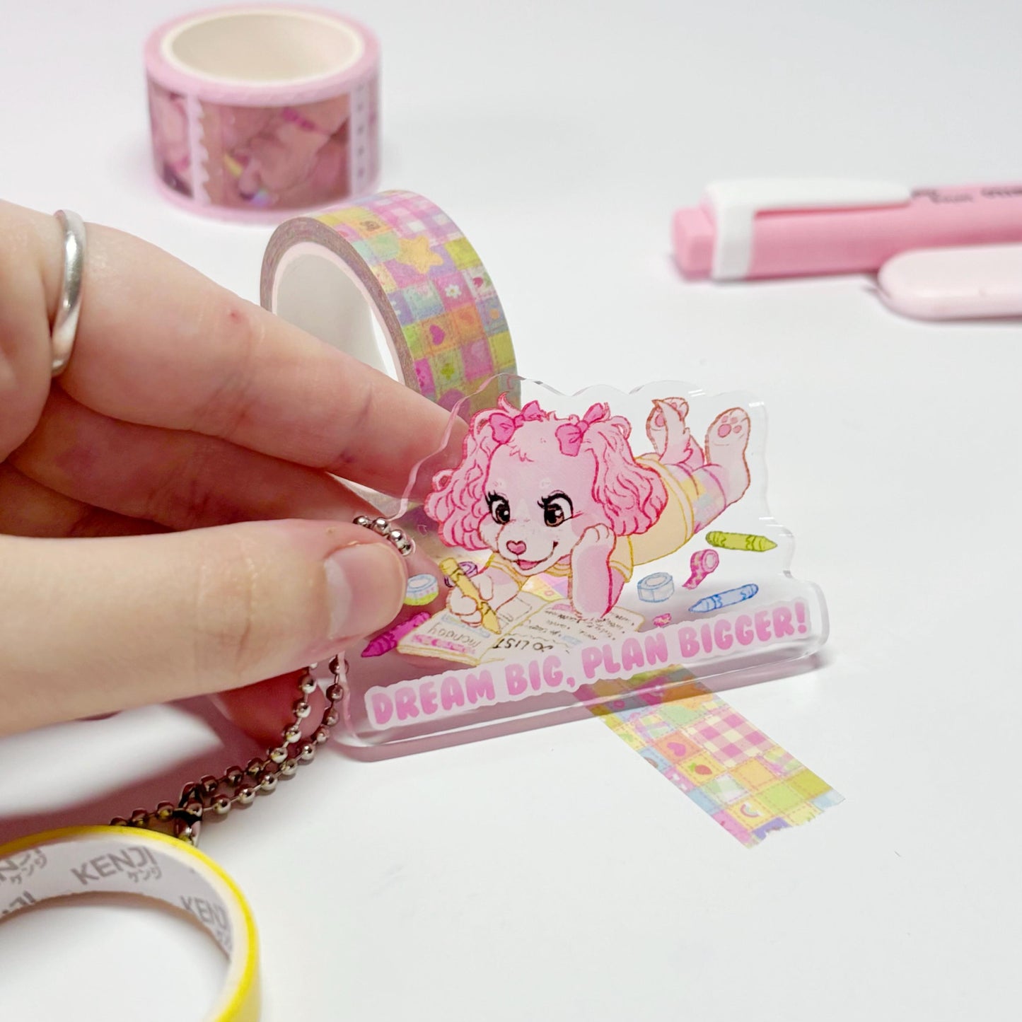 Acrylic Washi Cutter Charm Planuary Stationary Cute Keychain Pencil Case Charm