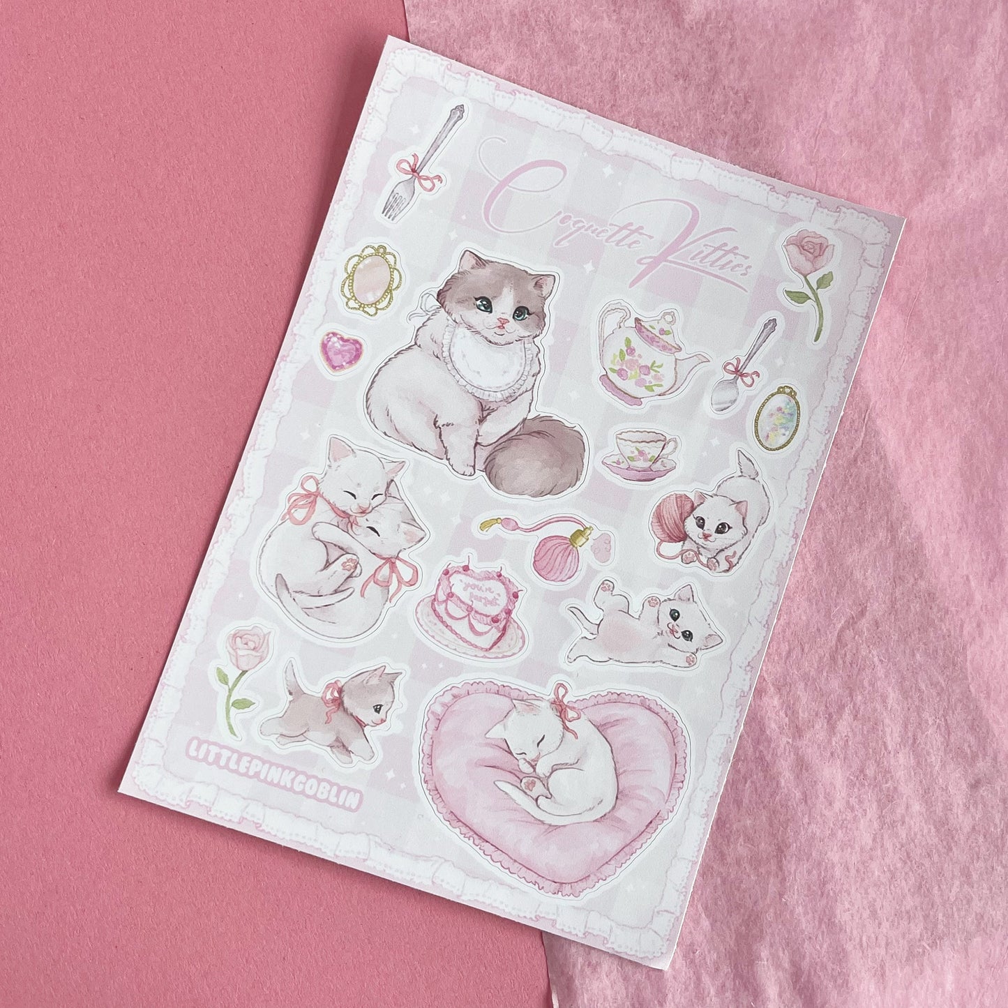 Coquette Kittens | Vinyl Sticker Sheet