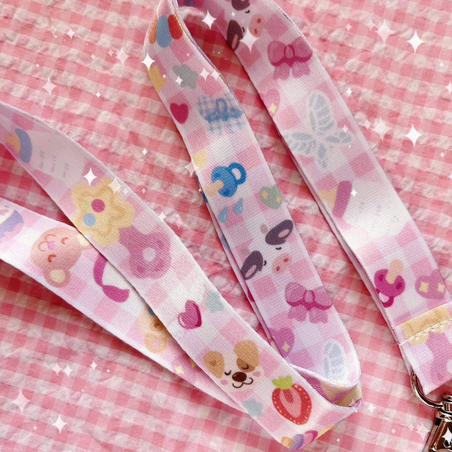 Babycore Pink Gingham Lanyard