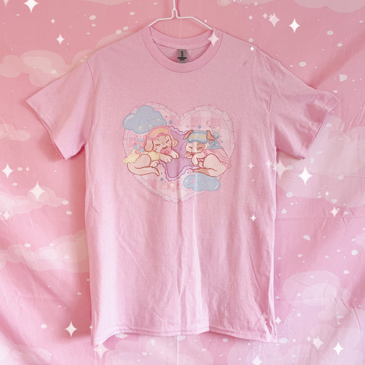 Sleeping Puppies Pastel Pink T-Shirt