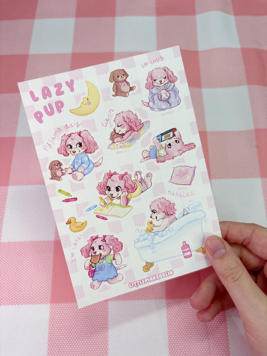 Lazy Pup | Vinyl Sticker Sheet