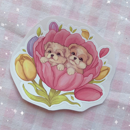 Fairycore Shih-Tzu Tulips | Vinyl Sticker