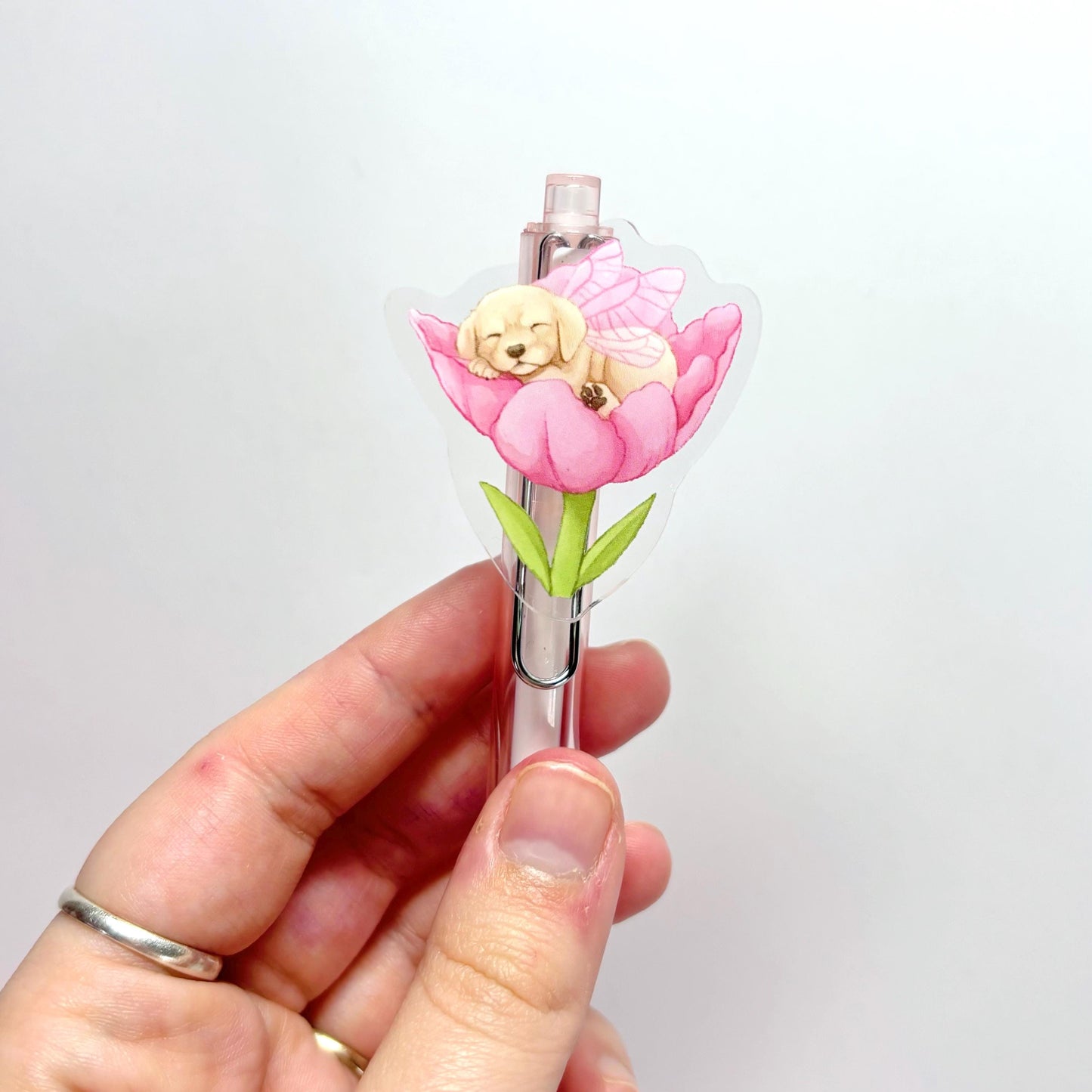Cute Tulip Puppy Pink Pen