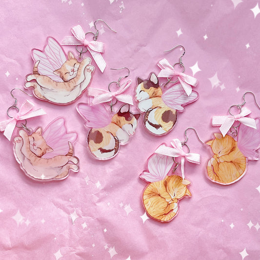 Fairy Kittens Acrylic Charm Earrings