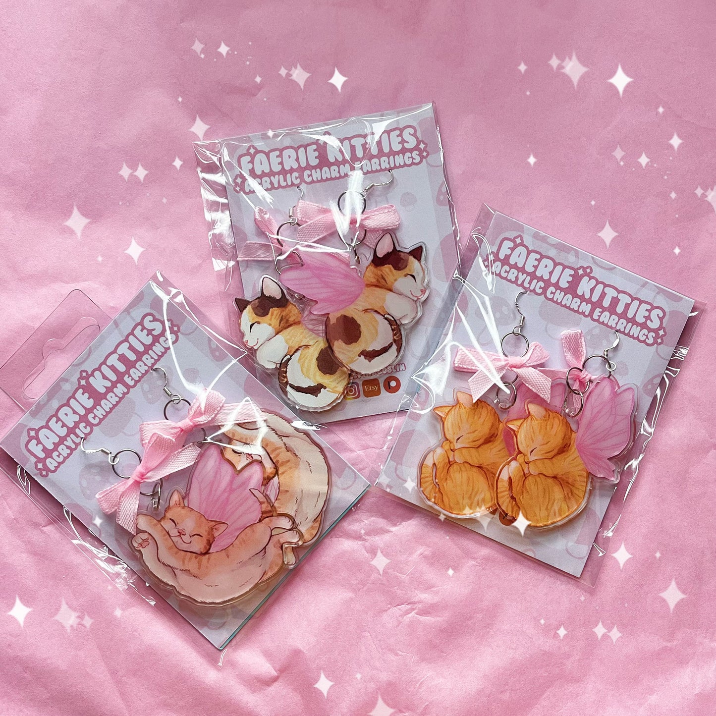 Fairy Kittens Acrylic Charm Earrings