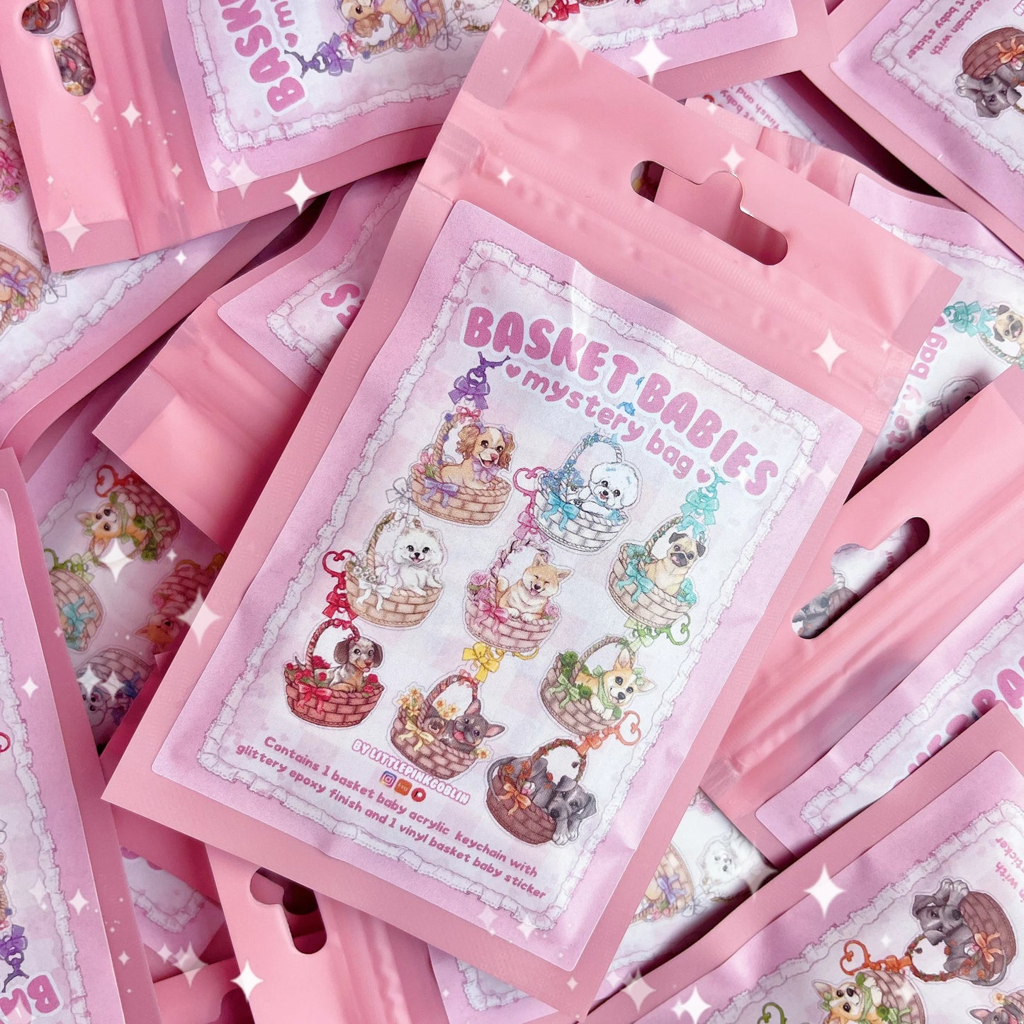 Basket Babies Cute Puppies | Acrylic Charms