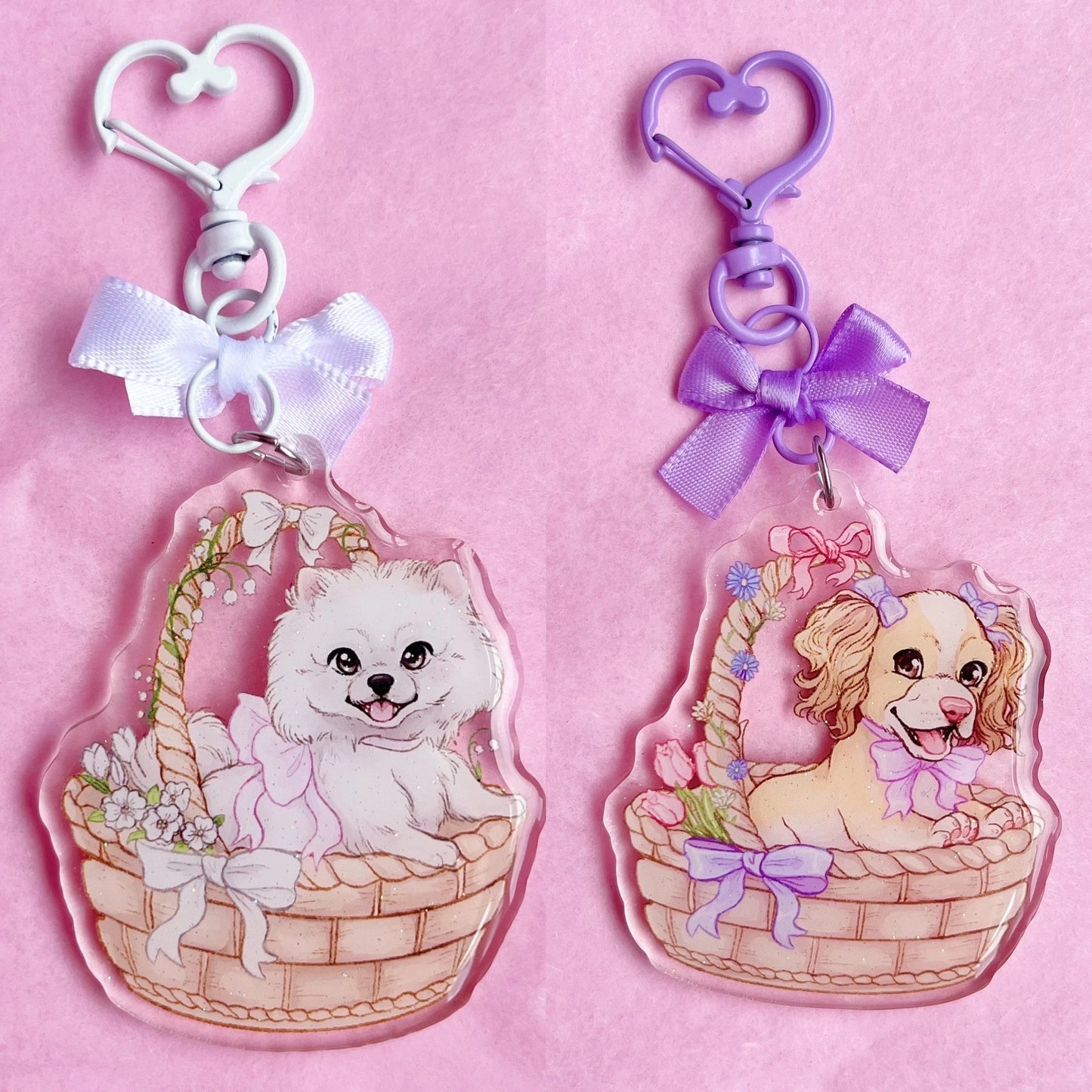 Basket Babies Cute Puppies | Acrylic Charms