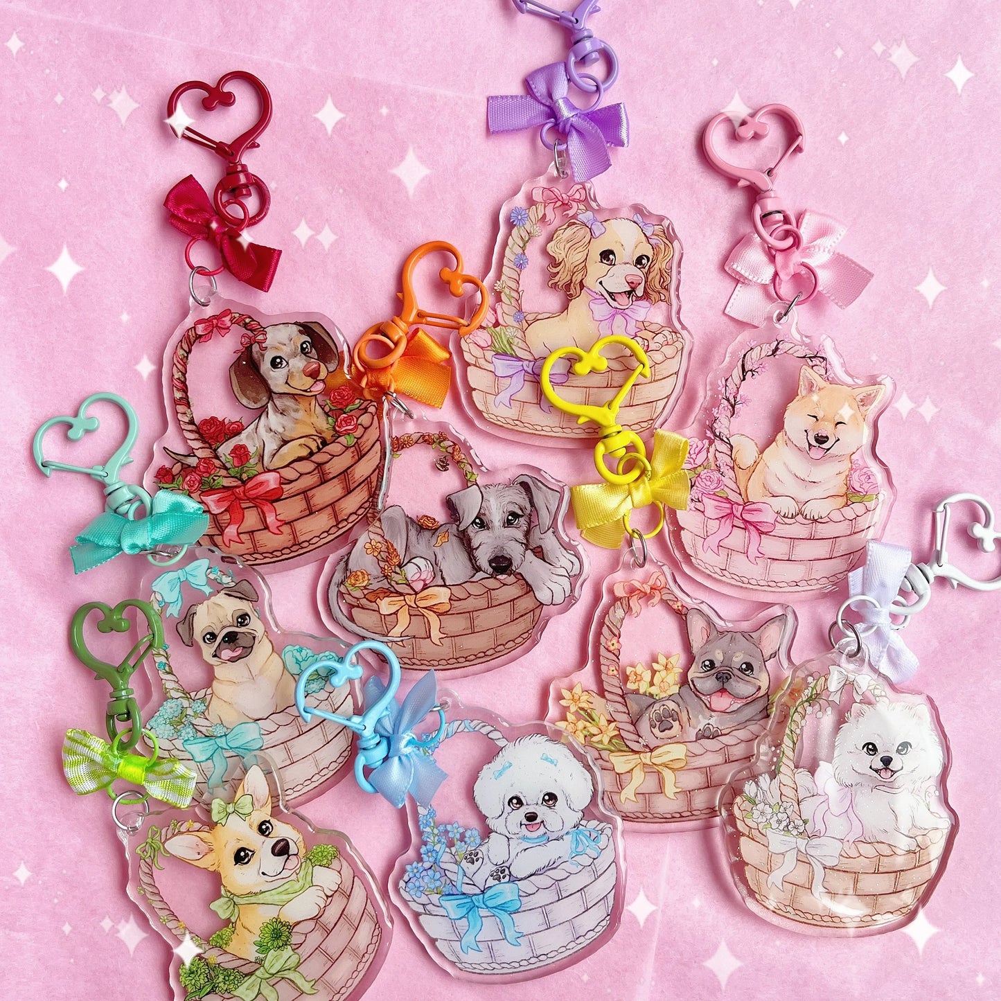 Basket Babies Cute Puppies | Acrylic Charms