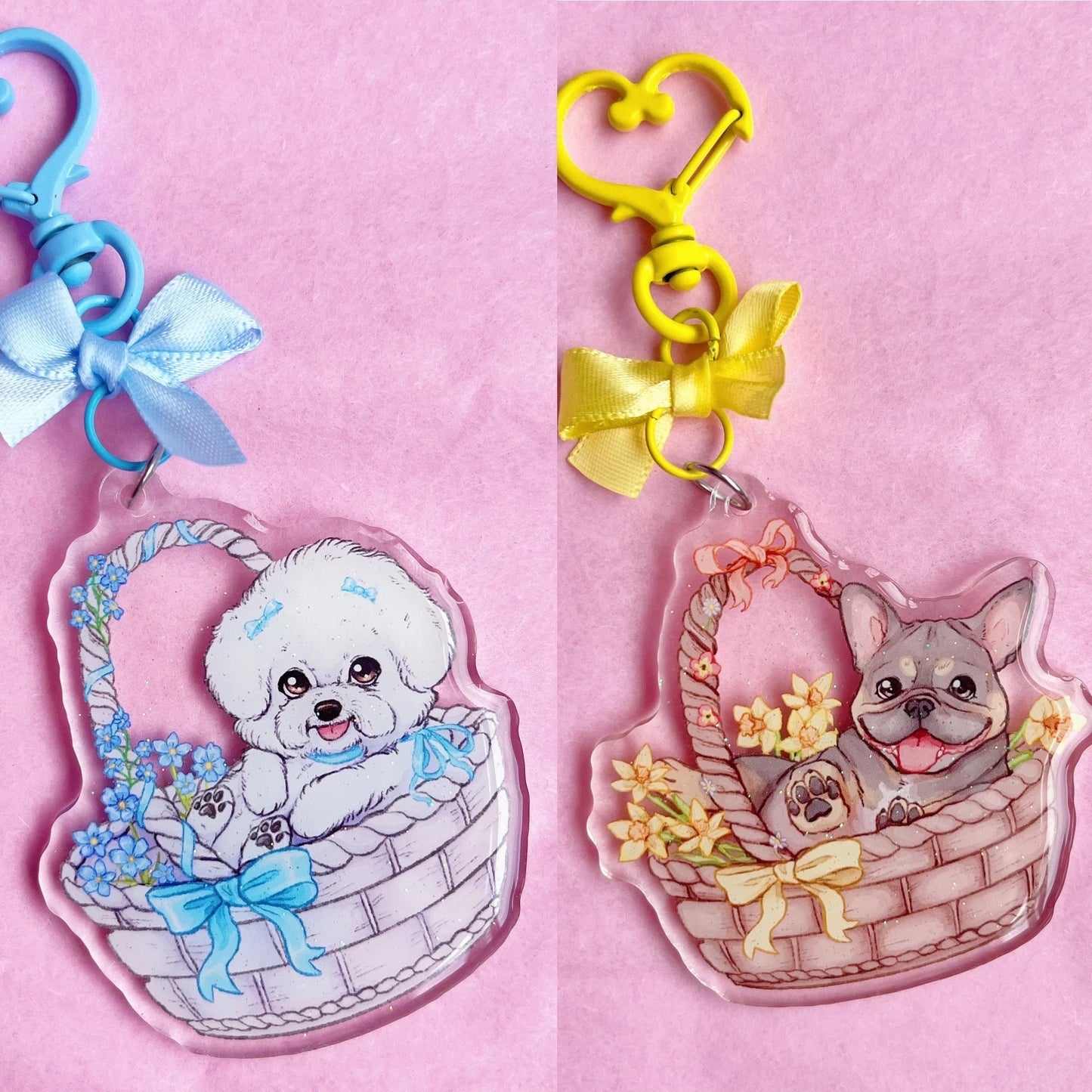Basket Babies Cute Puppies | Acrylic Charms