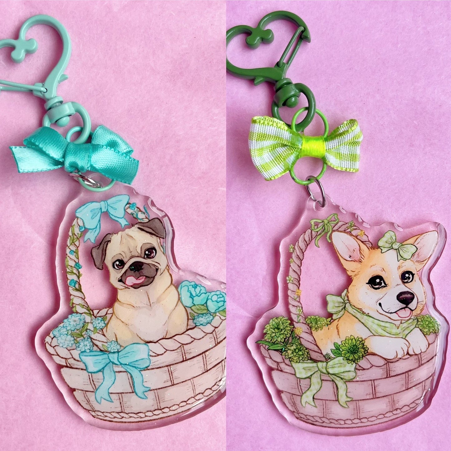 Basket Babies Cute Puppies | Acrylic Charms