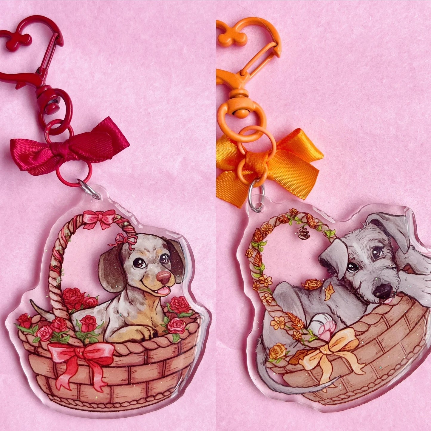 Basket Babies Cute Puppies | Acrylic Charms
