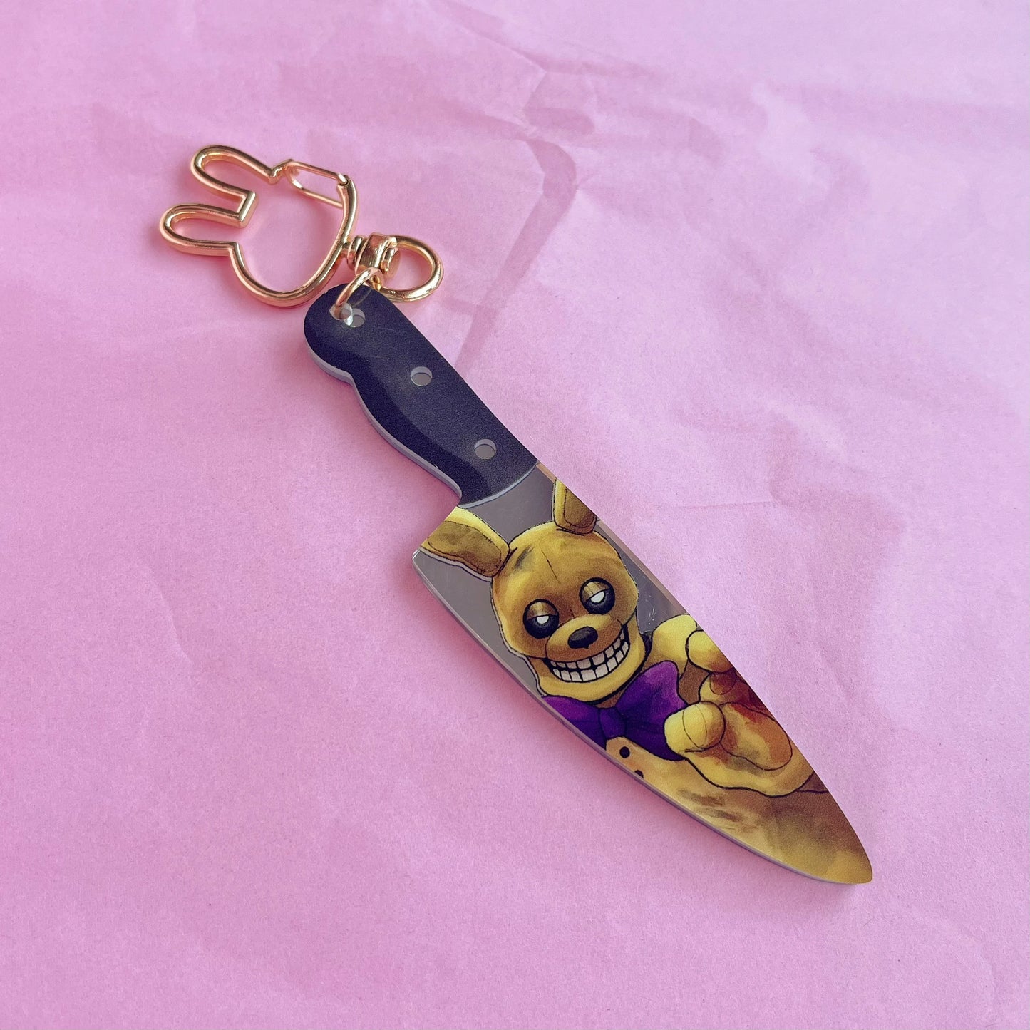 FNAF-Inspired Springtrap/William Afton Knife Mirrored Keychain