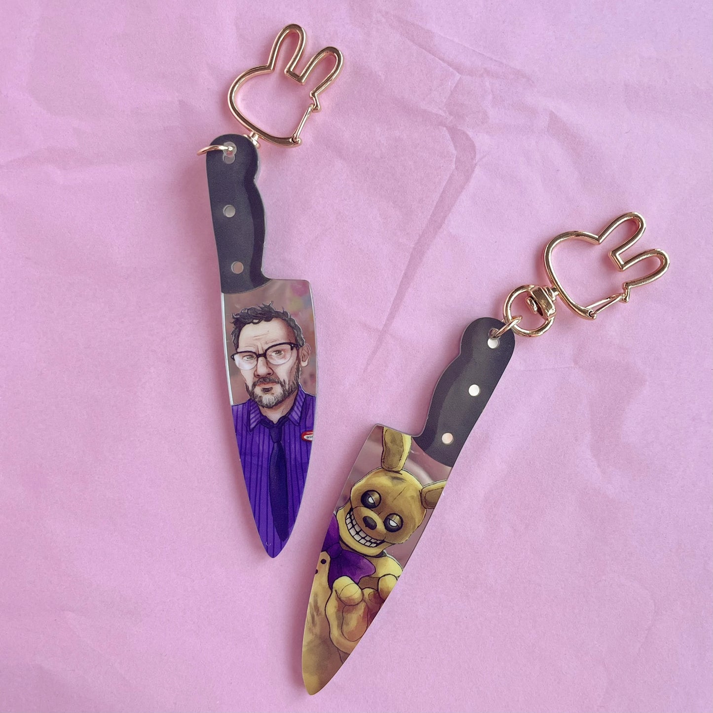 FNAF-Inspired Springtrap/William Afton Knife Mirrored Keychain