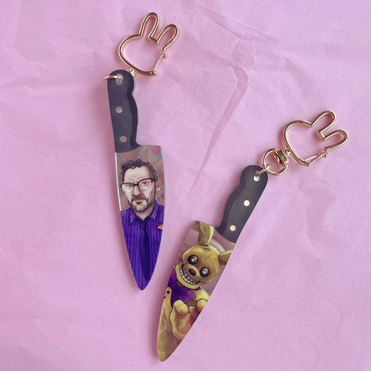 FNAF-Inspired Springtrap/William Afton Knife Mirrored Keychain