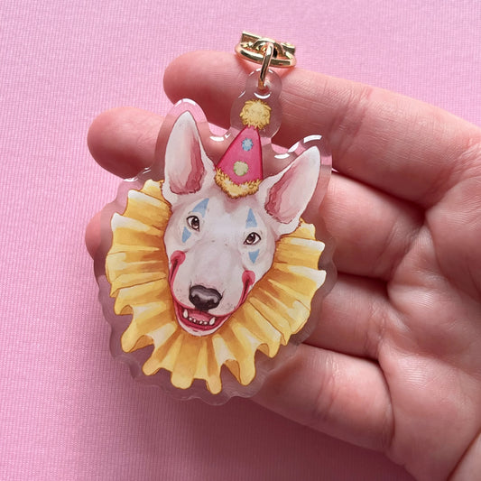 Edgar the Clown Bull Terrier Acrylic Charm Keychain