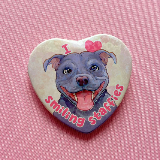 I ♡ Smiling Staffies | Holographic Badge